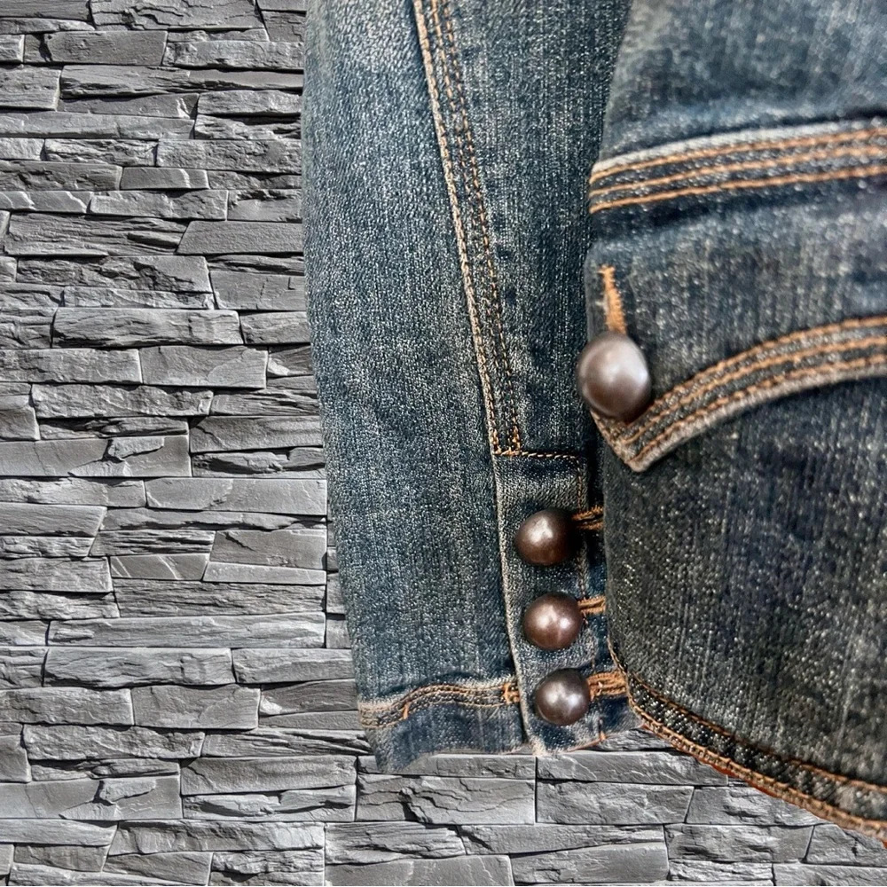 NWT Dept of Peace Denim Military Style Jacket with Leather Accents Size XS - Picture 4 of 7